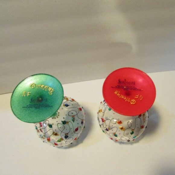 set of 2 painted wine glasses Christmas string lights Smithereens - Picture 8 of 8